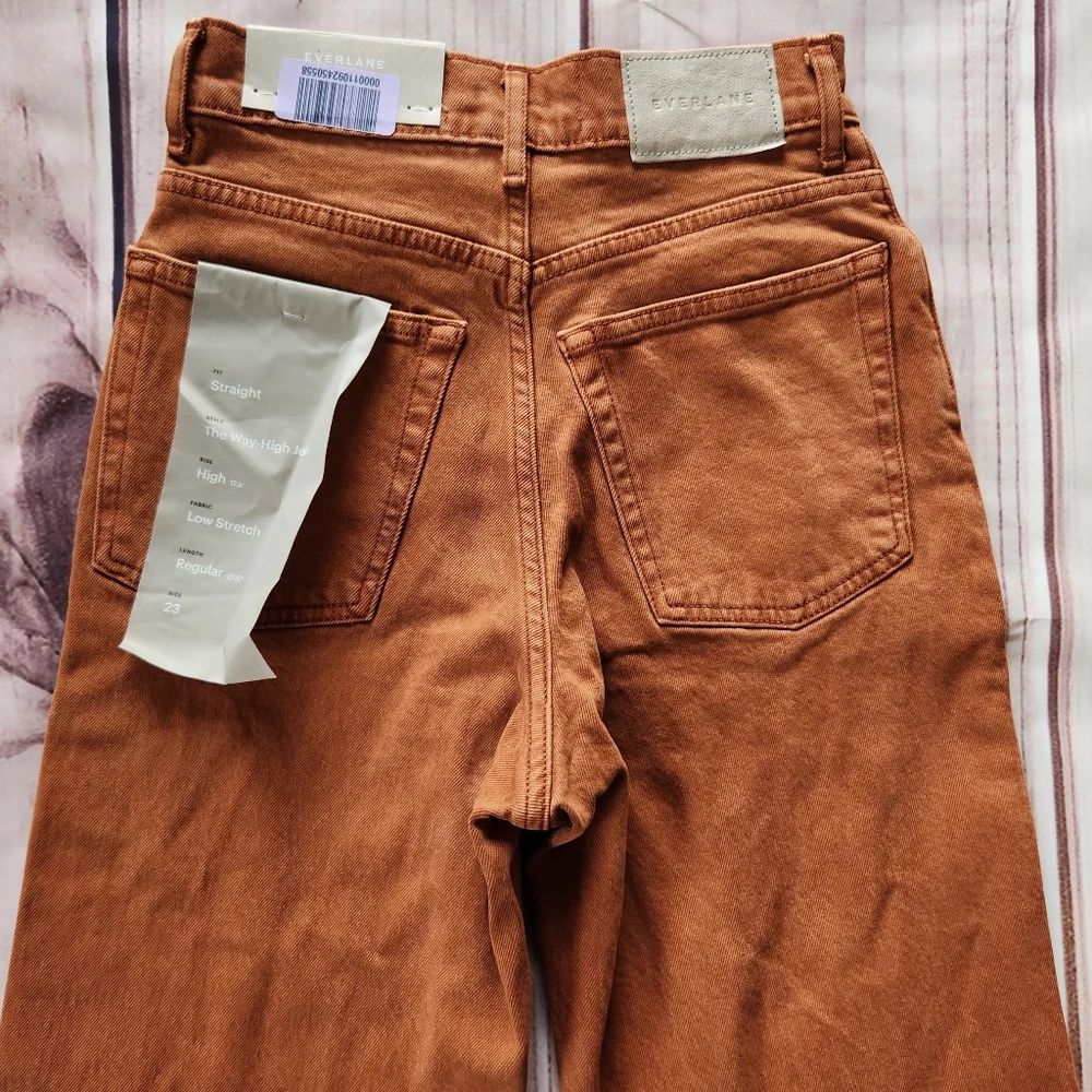 NWT Everlane "The Way-High" Rise Straight Jean Burnt Orange | Women's Size 23 - Picture 9 of 14